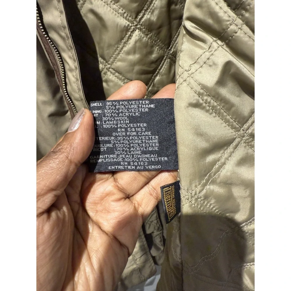 Cole Haan Mens Vtg Leather Trim Rain Thermore Coat‎ Size XL Khaki Weatherproof